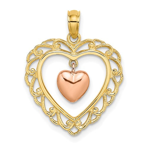 14k-yellow-and-rose-gold-polished-dangling-heart-in-heart-charm-SolomonJeweler-Wichita-KS-CustomJewelry