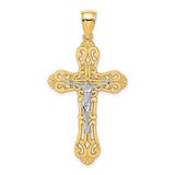 14k-two-tone-crucifix-w-scrolled-tips-charm-SolomonJeweler-Wichita-KS-CustomJewelry