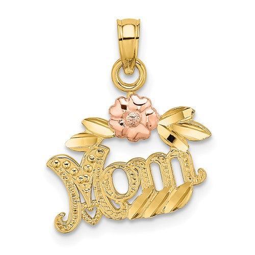 14k-two-tone-textured-scroll-w-flower-mom-charm-SolomonJeweler-Wichita-KS-CustomJewelry