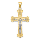 14k-two-tone-engraved-crucifix-charm-SolomonJeweler-Wichita-KS-CustomJewelry