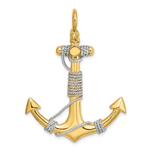 14k-3-d-large-anchor-wrapped-rope-charm-yellow-gold-with-rhodium-plating-SolomonJeweler-Wichita-KS-CustomJewelry
