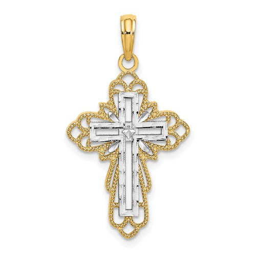 14k-w-rhodium-lace-trim-cross-charm-SolomonJeweler-Wichita-KS-CustomJewelry