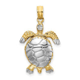 14k-with-white-rhodium-polished-3-d-moveable-sea-turtle-charm-SolomonJeweler-Wichita-KS-CustomJewelry
