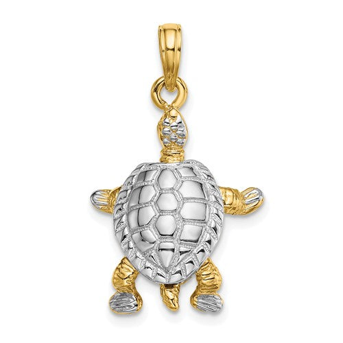 14k-with-white-rhodium-3-d-land-turtle-w-moveable-head-charm-SolomonJeweler-Wichita-KS-CustomJewelry