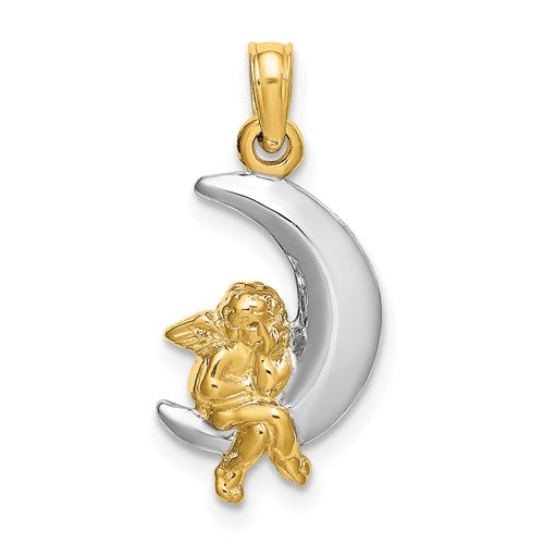 14k-w-rhodium-3-d-angel-on-moon-charm-SolomonJeweler-Wichita-KS-CustomJewelry