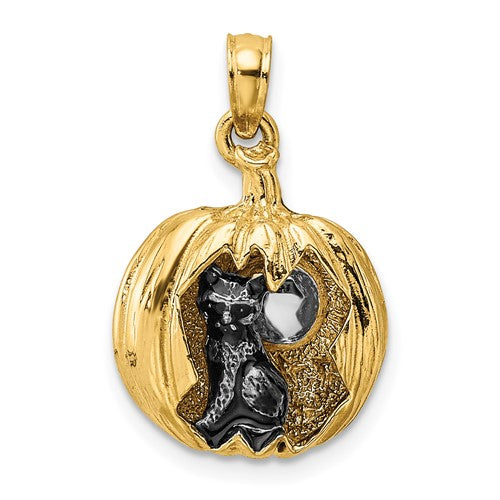 14k-w-rhodium-3-d-jack-o-lantern-w-enameled-black-cat-and-moon-charm-SolomonJeweler-Wichita-KS-CustomJewelry