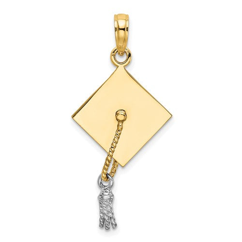 14k-3-d-graduation-cap-w-white-rhodium-moveable-tassle-charm-SolomonJeweler-Wichita-KS-CustomJewelry