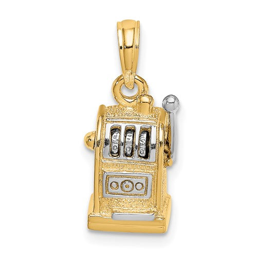14k-rhodium-3d-slot-machine-w-moveable-handle-charm-SolomonJeweler-Wichita-KS-CustomJewelry
