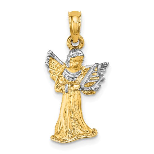 14k-w-white-rhodium-3-d-angel-playing-harp-charm-SolomonJeweler-Wichita-KS-CustomJewelry