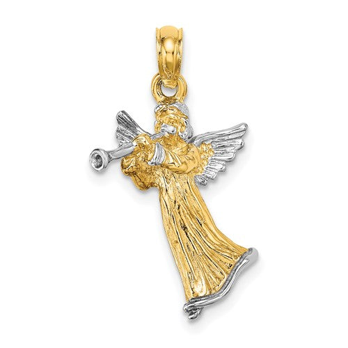 14k-w-white-rhodium-3-d-angel-playing-trumpet-charm-SolomonJeweler-Wichita-KS-CustomJewelry