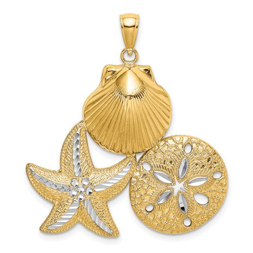 14k-with-white-rhodium-diamond-cut-scallop-starfish-sand-dollar-charm-SolomonJeweler-Wichita-KS-CustomJewelry