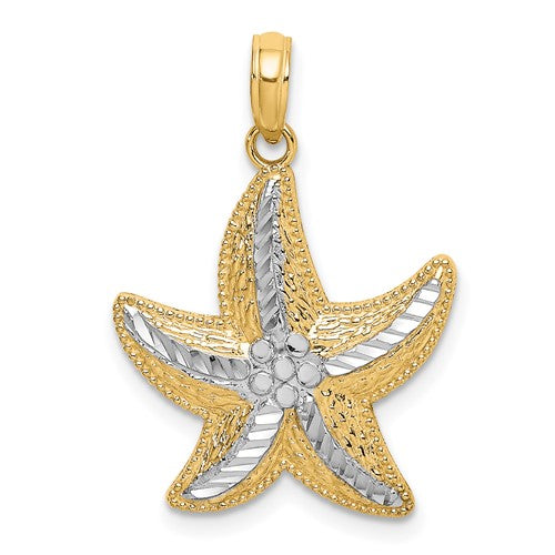 14k-rhodium-diamond-cut-small-starfish-charm-SolomonJeweler-Wichita-KS-CustomJewelry