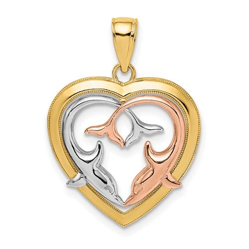 14k-two-tone-w-white-rhodium-dolphins-in-heart-frame-charm-SolomonJeweler-Wichita-KS-CustomJewelry