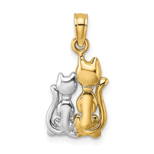 14k-w-rhodium-polished-cat-and-kitten-charm-SolomonJeweler-Wichita-KS-CustomJewelry