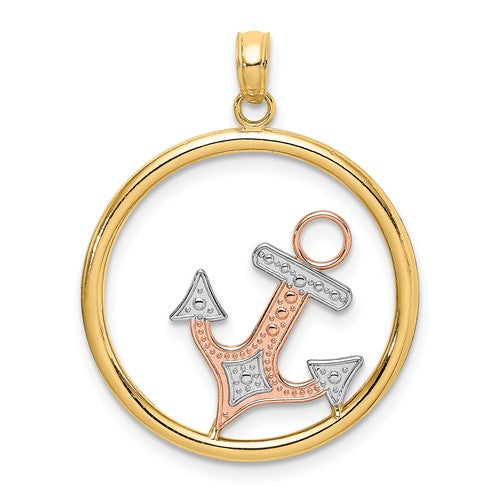 14k-two-tone-w-white-rhodium-anchor-in-circle-charm-SolomonJeweler-Wichita-KS-CustomJewelry