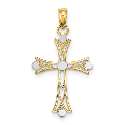 14k-w-rhodium-textured-cross-charm-SolomonJeweler-Wichita-KS-CustomJewelry