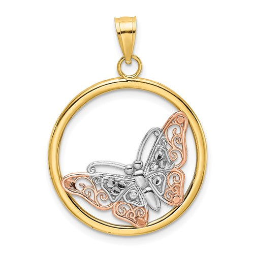 14k-two-tone-w-white-rhodium-butterfly-in-round-frame-charm-SolomonJeweler-Wichita-KS-CustomJewelry