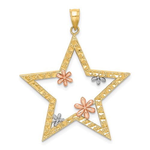 14k-two-tone-w-white-rhodium-star-w-flowers-charm-SolomonJeweler-Wichita-KS-CustomJewelry