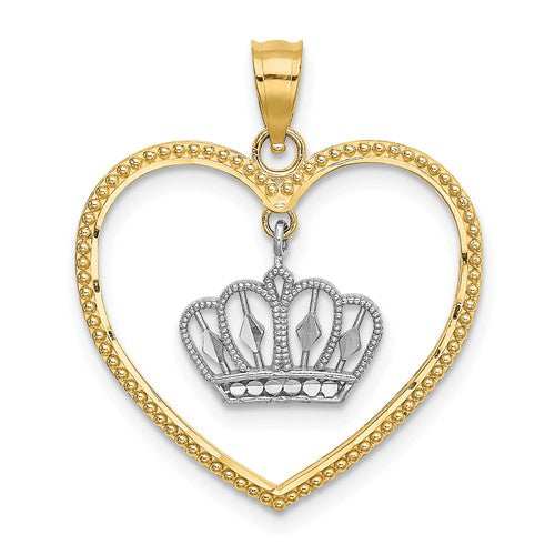 14k-white-rhodium-beaded-heart-w-dangling-crown-charm-SolomonJeweler-Wichita-KS-CustomJewelry