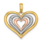14k-two-tone-white-rhodium-textured-and-polished-triple-hearts-charm-SolomonJeweler-Wichita-KS-CustomJewelry