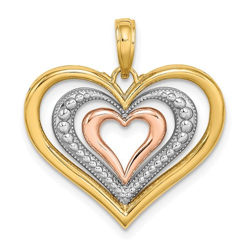14k-two-tone-white-rhodium-textured-and-polished-triple-hearts-charm-SolomonJeweler-Wichita-KS-CustomJewelry