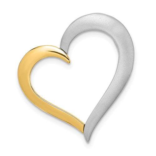 14k-two-tone-textured-polished-heart-chain-slide-charm-SolomonJeweler-Wichita-KS-CustomJewelry