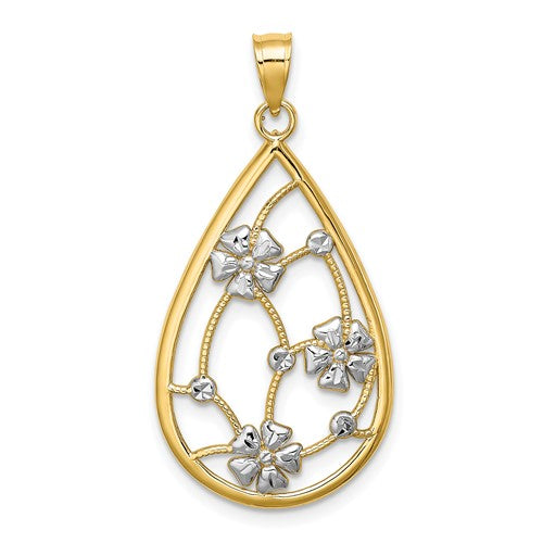 14k-w-white-rhodium-flowers-in-teardrop-frame-charm-SolomonJeweler-Wichita-KS-CustomJewelry