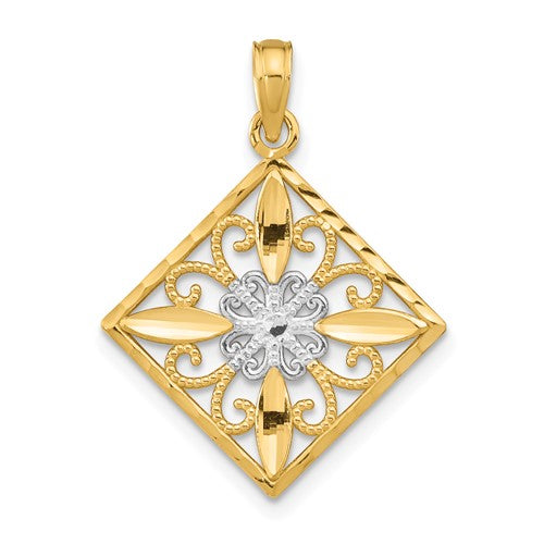 14k-w-rhodium-flower-and-cross-square-charm-SolomonJeweler-Wichita-KS-CustomJewelry