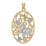 14k-two-tone-w-rhodium-butterfly-and-flowers-in-oval-frame-charm-SolomonJeweler-Wichita-KS-CustomJewelry