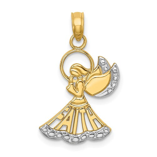 14k-w-rhodium-polished-and-textured-angel-w-faith-charm-SolomonJeweler-Wichita-KS-CustomJewelry