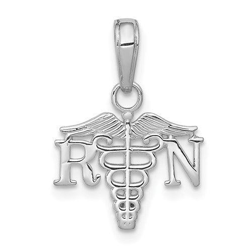 14k-white-gold-textured-rn-caduceus-charm-SolomonJeweler-Wichita-KS-CustomJewelry