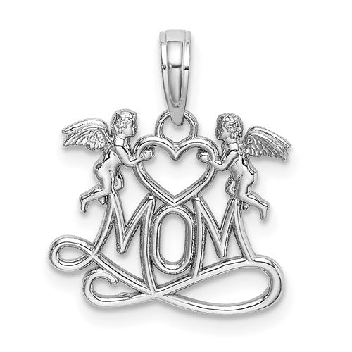 14k-white-gold-mom-w-2-angels-holding-heart-charm-SolomonJeweler-Wichita-KS-CustomJewelry