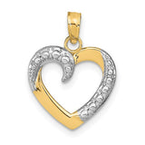 14k-and-white-rhodium-polished-and-textured-heart-pendant-SolomonJeweler-Wichita-KS-CustomJewelry