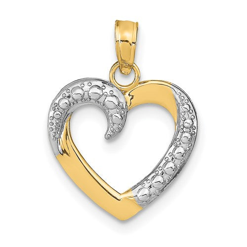 14k-and-white-rhodium-polished-and-textured-heart-pendant-SolomonJeweler-Wichita-KS-CustomJewelry