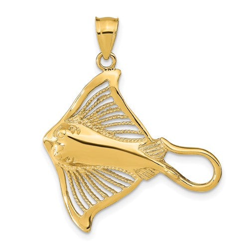 14k-polished-and-cut-out-textured-accent-stingray-charm-SolomonJeweler-Wichita-KS-CustomJewelry