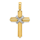 14k-two-tone-x-center-polished-cross-SolomonJeweler-Wichita-KS-CustomJewelry