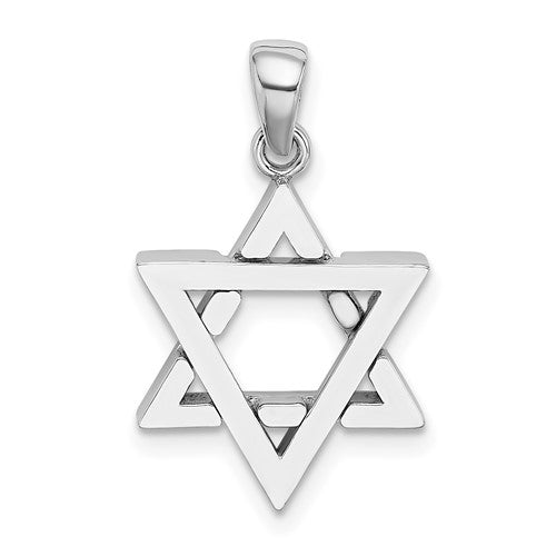 14K white gold Star of David charm pendant with intricate design, perfect for necklaces or bracelets.