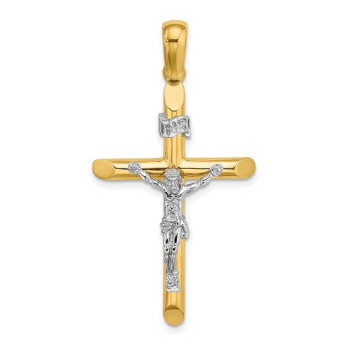 14k-two-tone-polished-crucifix-charm-SolomonJeweler-Wichita-KS-CustomJewelry
