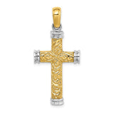 14k-w-rhodium-scroll-and-double-endcaps-cross-charm-SolomonJeweler-Wichita-KS-CustomJewelry