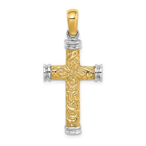 14k-w-rhodium-scroll-and-double-endcaps-cross-charm-SolomonJeweler-Wichita-KS-CustomJewelry