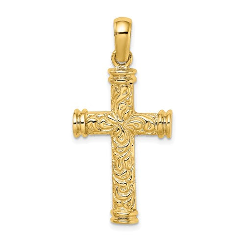 14k-scroll-w-double-endcaps-cross-charm-SolomonJeweler-Wichita-KS-CustomJewelry