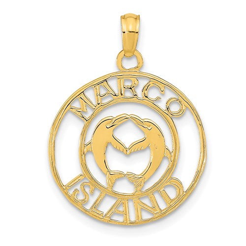 14k-marco-island-with-dolphins-circle-pendant-SolomonJeweler-Wichita-KS-CustomJewelry