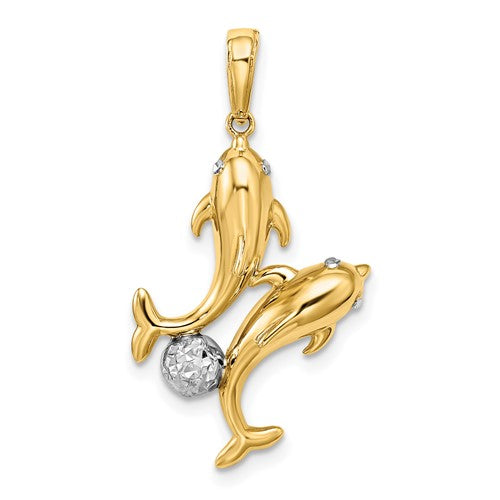14k-with-white-rhodium-double-dolphin-pendant-SolomonJeweler-Wichita-KS-CustomJewelry
