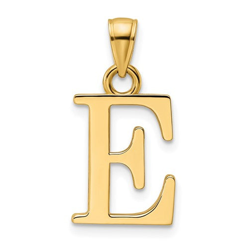 14k-polished-letter-e-pendant-SolomonJeweler-Wichita-KS-CustomJewelry