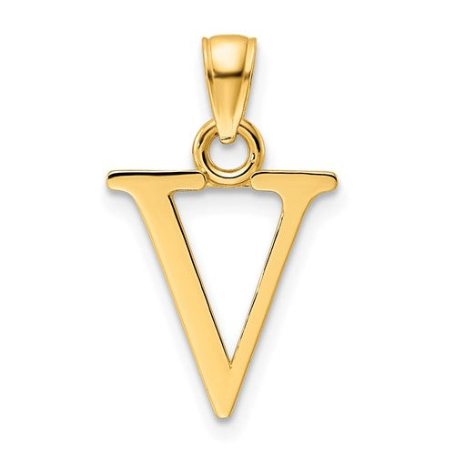 14k-polished-letter-v-pendant-SolomonJeweler-Wichita-KS-CustomJewelry