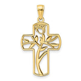 14k-polished-flower-design-cross-pendant-SolomonJeweler-Wichita-KS-CustomJewelry