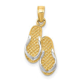 14k-3d-w-rhodium-solid-polished-sandals-pendant-SolomonJeweler-Wichita-KS-CustomJewelry