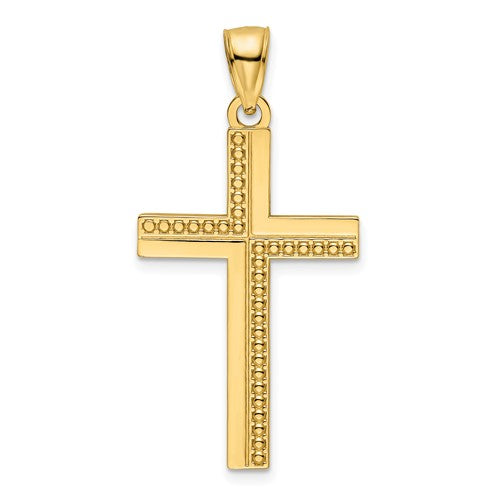 14k-polished-beaded-cross-pendant-SolomonJeweler-Wichita-KS-CustomJewelry