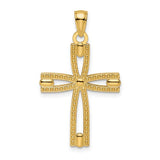 14k-beaded-polished-cross-pendant-SolomonJeweler-Wichita-KS-CustomJewelry