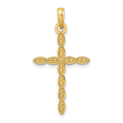 14k-polished-beaded-design-cross-pendant-SolomonJeweler-Wichita-KS-CustomJewelry